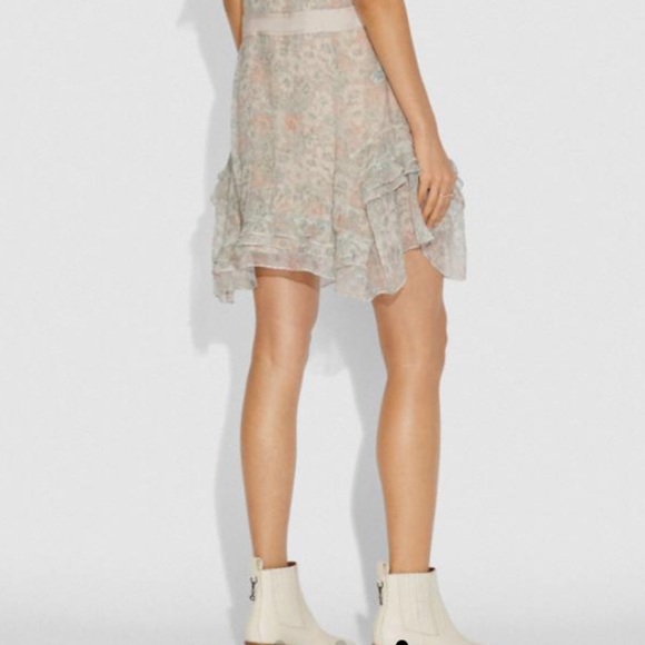 COACH 1941 LUXURY SILK AMERICANA PRINT TIERED DRESS SIZE 4 - Picture 8 of 9